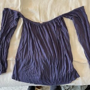 Off the shoulder long sleeve purple blouse